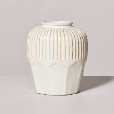 Multi-Faceted Ceramic Bud Vase Cream - Hearth & Hand™ with Magnolia
