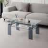 TiramisuBest Modern 2-Tier Rectangular Coffee Table, Tempered Glass & Wooden High-gloss UV Surface, Particle Board, for Living Room, Black - 3 of 4