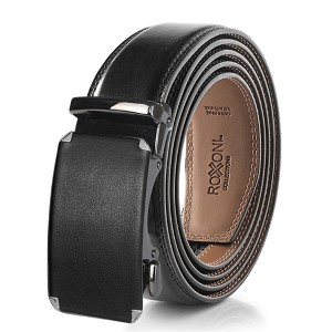 Roxoni Men's Genuine Leather Ratchet Dress Belt with Automatic Double Gloss Buckle, Enclosed in an Elegant Gift Box - 1 of 4