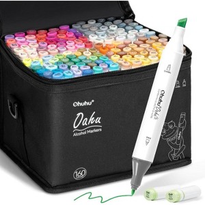 Ohuhu Alcohol Markers - Double Tipped Art Marker Set for Artist Illustration -160 Colors- Chisel & Fine Dual Tips- Oahu of Ohuhu Markers - Refillable - 1 of 4