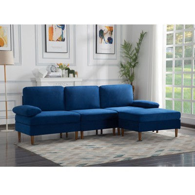 Aukfa Modern 102.4" L-shape Modular Sectional Sofa with Movable Ottoman,4 Seat Upholstery Sofa with Removable Back & Seat