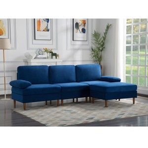 Aukfa Modern 102.4" L-shape Modular Sectional Sofa with Movable Ottoman,4 Seat Upholstery Sofa with Removable Back & Seat - 1 of 4