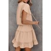 Women's Chiffon V Neck Short Sleeve Mini Dress Summer Ruffle Skirt Apricot Large - 3 of 4