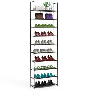 NewHome"10-Tier Tall Shoe Rack Organizer, Space-Saving Vertical Shelf for 25-30 Pairs, Non-Woven Fabric"Black - 1 of 4