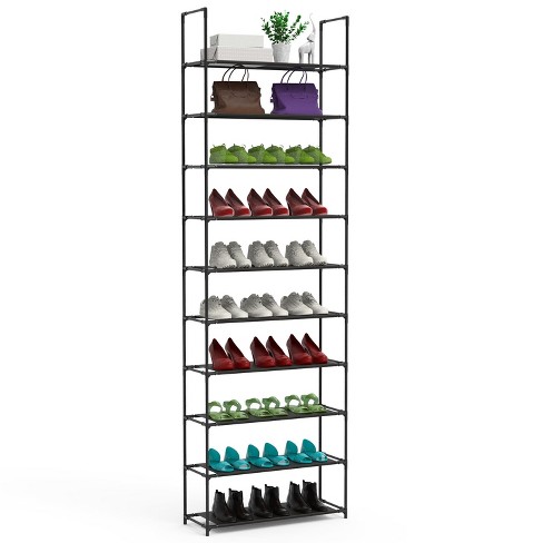 NewHome"10-Tier Tall Shoe Rack Organizer, Space-Saving Vertical Shelf for 25-30 Pairs, Non-Woven Fabric"Black - image 1 of 4