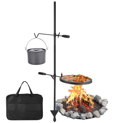 Acekool Over Fire Camp Grill Rack with Carry Bag for Outdoor Open Flame Cooking