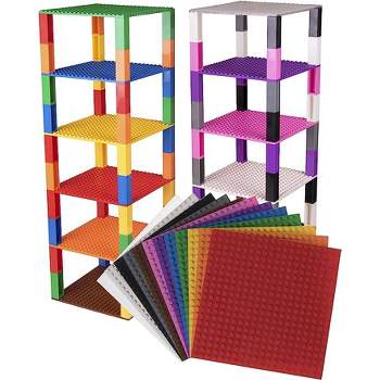 BOROLA Peel-and-Stick Building Base Block Plate - 10 x 10 in Variety  Color, Compatible with Most Major Brands of Building Bricks (4-Pack, Gray)