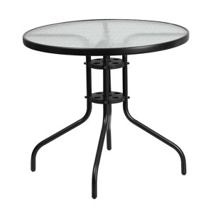 Emma and Oliver 31.5" Round Tempered Glass Metal Table - 1 of 4