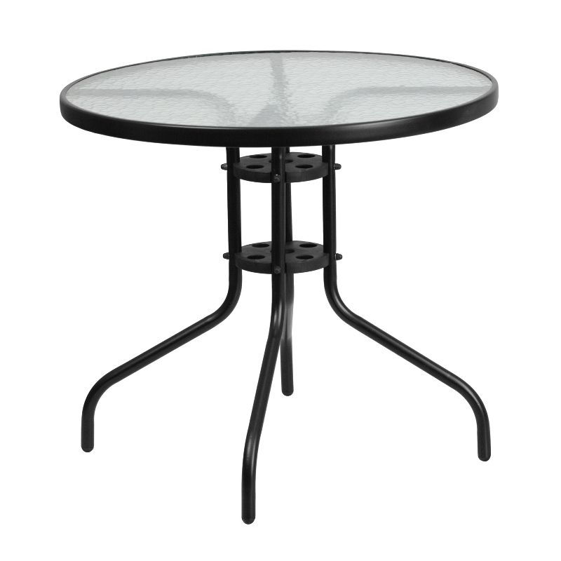 Emma and Oliver 31.5" Round Tempered Glass Metal Table, 1 of 6
