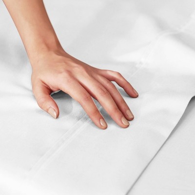 Full Bright White Cotton Sateen Flat Sheet