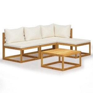 vidaXL Garden Lounge Set Cream Solid Acacia wood Medium Modular - 1 of 4