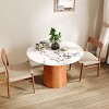 43" Modern Round Pedestal Dining Table with Faux Marble Top & Walnut Solid Wood Base, Small Kitchen Table for 2-4 People–The Pop Home - 2 of 4