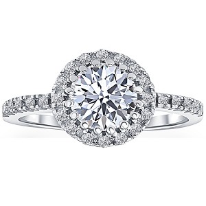 Pompeii3 2 Ct Diamond & Moissanite Halo Engagement Ring 14k White Gold - 1 of 4