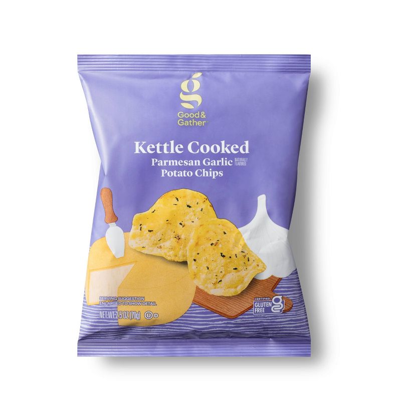 Parmesan Garlic Kettle Potato Chips - 2.5oz - Good &#38; Gather&#8482;, 1 of 7