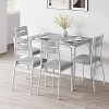 5-Piece Farmhouse Dining Table Set for 4 with Wood Tabletop and PU Upholstered Chairs, Kitchen Table and Chairs for Living Room and Dining Room - 3 of 4