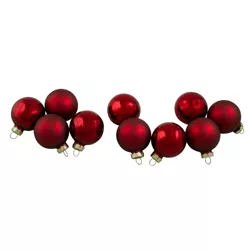 Northlight 10ct Burgundy Red 2-Finish Glass Christmas Ball Ornaments 1.75" (45mm)