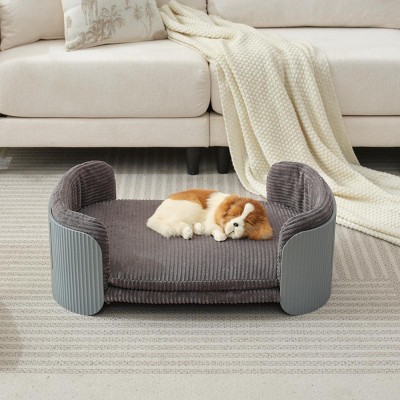 LAOTIES Scandinavian Style Elevated Cat Bed,Breathable Pet Couch With Removable Washable Mattress