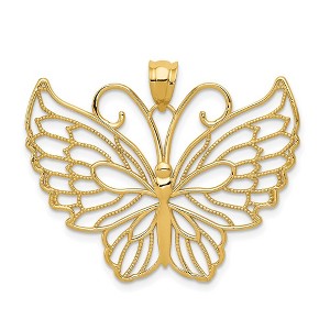 Black Bow Jewelry 14k Yellow Gold Large Filigree Butterfly Pendant, 35mm (1 3/8 inch) - 1 of 4