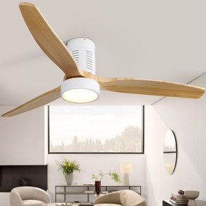 Sofucor 52'' Ceiling Fan with Solid Wood Fan Blades 6-Speed Silent Remote Control - 1 of 4