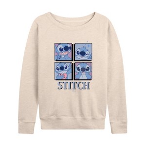 Women's - Disney - Lilo & Stitch Lightweight French Terry Wide Neck Long Sleeve Shirt - 1 of 4