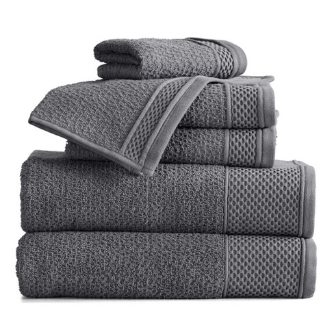 Market & Place Turkish Cotton Luxury 6-Piece Bath Towel Set Dark Grey