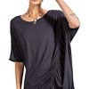 Slickblue Women's Casual Long Tunic Top with Side Ruching and Boat Neck - Mauve, Mocha or Smoke Shades, Size S-L - 3 of 4