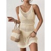 Women's Knit Lace Cover Up Dress - Beach Swimwear Sheer Tunic Midi Dress Boho Chic Sleeveless Summer Dress - 2 of 4