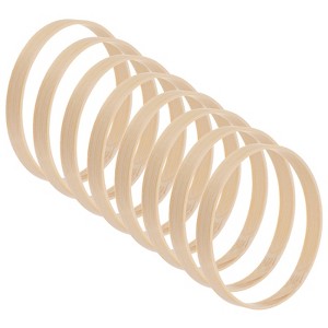 Unique Bargains Craft DIY Wedding Decor Bamboo Wooden Wreath Rings Beige 8 Pcs - 1 of 4
