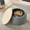 OUTSUPPLY Round Storage Ottoman, 2-in-1 End Table & Footstool with Hidden Compartment for Living Room - 4 of 4