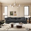 KWPZQEB 89" Chesterfield Sofa Bed, 3-in-1 Pull Out Couch Bed with Movable Ottoman & 4 Pillows, Velvet Pull Out 3-Seater Sofa Bed for Living Room - 3 of 4