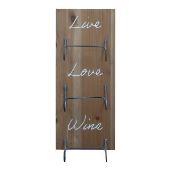 Three Bottle "Live Love Wine" Wood Wall Mount Wine Rack - Foreside Home & Garden