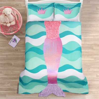 Full/Queen Mermaid Ruffle Comforter Set 