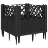 vidaXL Garden Planter with Pegs Black 17.1"x17.1"x17.1" PP - 2 of 4