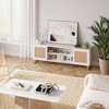 Rattan Door Low Stand for TVs Up to 65 Inches, Entertainment Center with Adjustable Shelf Storage Cabinets - 3 of 4