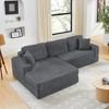 112.6" Modern Corduroy L-Shape Modular Floor Sectional Sofa with Left Arm Chaise Lounge, Convertible into a Queen Bed - 3 of 4
