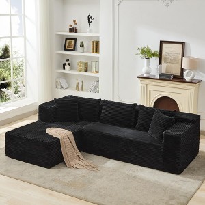 Modular Sectional Sofa Cloud Sectional Couch, 106" Comfy Fluffy L Shaped Black Couches for Living Room,Oversized Sofa Sleeper - 1 of 4
