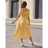Women's Floral Maternity Dress V Neck Short Puff Sleeve Swing Maxi Dresses Casual for Photoshoot Baby Shower - 3 of 3