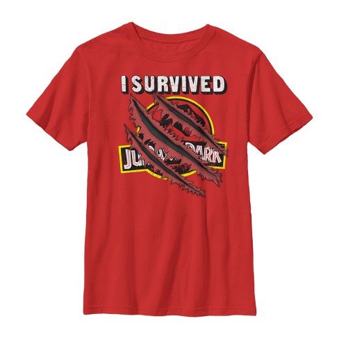 Boy's Jurassic Park I Survived The Island, Raptor Claw Tear T-Shirt - image 1 of 3