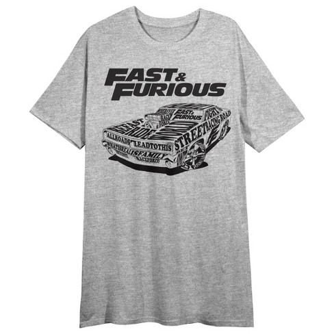 Fast & Furious Bold Car Women's Heather Gray Sleep Shirt - image 1 of 2