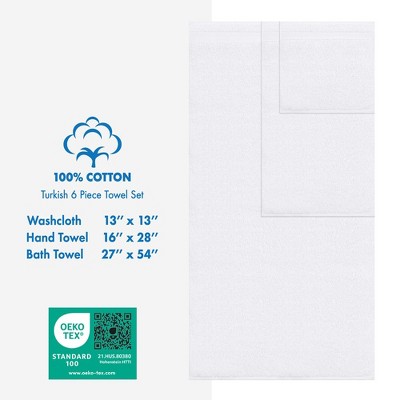 White Heavyweight Turkish Cotton 6-Piece Towel Set