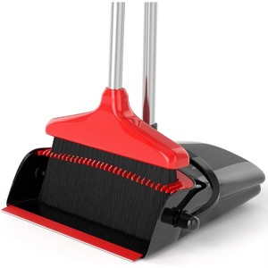 Broom with Dustpan Combo Set, 54" Adjustable Length Stainless Steel Handle Standing Dust Pan for Office and Home - 1 of 4