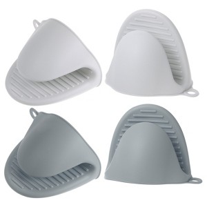 Unique Bargains Heat Resistant Kitchen Utensil Sets Silicone Oven Mitts 4 Pcs - 1 of 4