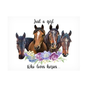Canvas Wall Art - Jean Plout 'Just A Girl Who Loves Horses A' Wall Art for Living Room, Bedroom, or Office Décor by Trademark Fine Art - 32 x 24 - 1 of 4