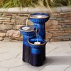 3-Bowl 26 3/4" High Large Modern Outdoor Decor Blue Cobalt Ceramic Floor Fountain with Light LED Waterfall Outside Garden Patio Yard - 2 of 4