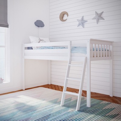Max & Lily Twin Loft Bed, Solid Wood Loft Beds with Ladder for Kids, No Box Spring Needed