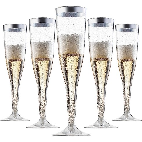 Elle Decor Frosted Glass Flutes Set Of 4 Beverage Stemmed Glass Cups For  Prosecco, Champagne And White Wine, 6.6 Oz : Target