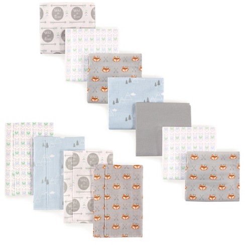 Luvable Friends Infant Boy Cotton Flannel Burp Cloths And Receiving ...