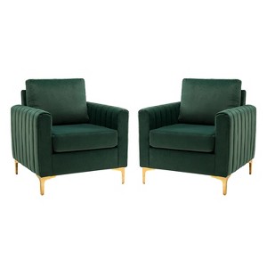 Set of 2 Iapygia Contemporary Tufted Wooden Upholstered Club Chair with Metal Legs for Bedroom Club Chair| ART OF LIVING DESIGNS - 1 of 4