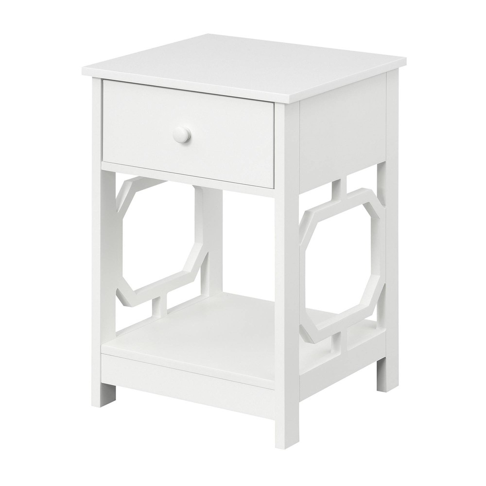 Breighton Home Omega 1 Drawer End Table White: Contemporary Style, MDF Construction, Storage Shelf
