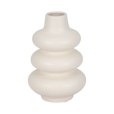 Sagebrook Home 9" Dolomite Stacked Vase Contemporary Abstract Stacked Sphere Cotton White